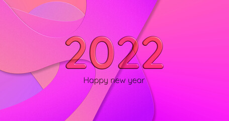 3D Background, happy new year 2022, with pink colors futuristic.