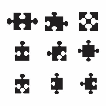 Puzzle icon, colorful isolated on white background, vector illustration