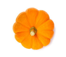 Fresh ripe pumpkin isolated on white, top view