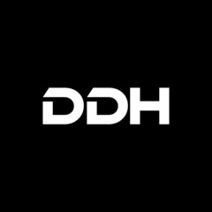 DDH letter logo design with black background in illustrator, vector logo modern alphabet font overlap style. calligraphy designs for logo, Poster, Invitation, etc.