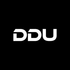 DDU letter logo design with black background in illustrator, vector logo modern alphabet font overlap style. calligraphy designs for logo, Poster, Invitation, etc.