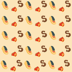 Dutch holiday Sinterklaas .pattern . St. Nicolas day.yellow boot and cap of saint nicholas. Symbol of the traditional holiday on December 6 in the Netherlands. 