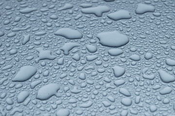 Water of drops on grey defocused background