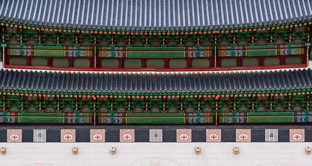 Architecture of Gyeongbokgung royal palace of the Joseon dynasty in Seoul Korea