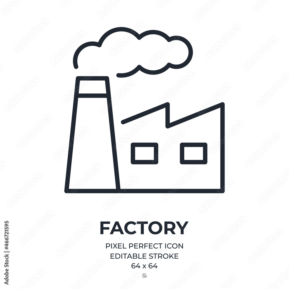 Canvas Prints factory editable stroke outline icon isolated on white background flat vector illustration. pixel pe