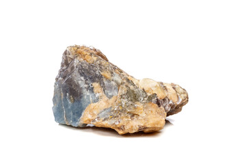 Macro mineral stone Corundum in rock a white background