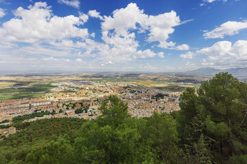 Fototapeta na wymiar View of Jaen and its countryside, seen from the Santa Catalina castle
