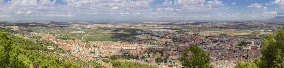 Fototapeta na wymiar Panoramic view of Jaen and its surroundings, seen from the Santa Catalina castle