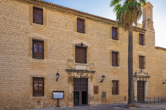 Building housing the Arab baths of Jaen. The plaque above the entrance mentions a biblic text And the first-born of the poor shall feed, and the needly shall lie down in safety.
