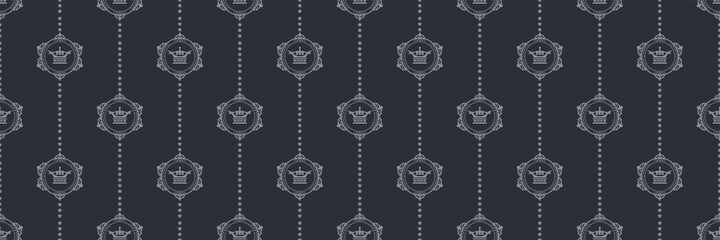 Abstract background image with decorative vintage style ornament on black background for your design. Seamless background for wallpaper, textures. Vector illustration.