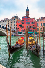Fototapeta premium Traditional gondolas on Grand Canal in Venice, Italy