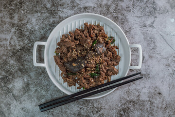 Korean food beef bulgogi dish on plate