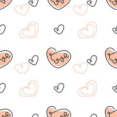 Simple seamless pattern with love, with hearts. Pattern for printing on fabric, for wrapping paper, for the background of a Valentine's day card. Vector illustration