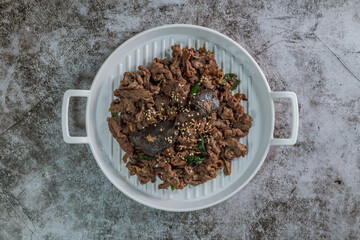 Korean food beef bulgogi dish on plate