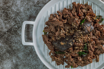 Korean food beef bulgogi dish on plate