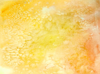 Yellow and orange abstract watercolor painting. Hand drawn background stone imitation