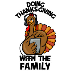 funny turkey with headphones and tablet | thanksgiving
