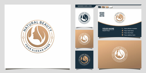 Fototapeta premium Natural beauty logo with unique modern concept and business card design Premium Vector