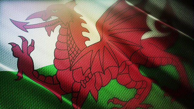 wales flag is waving 3D animation. wales flag waving in the wind. National flag of wales. flag seamless loop animation