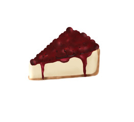 Cake slice fruits. Pastry illustration