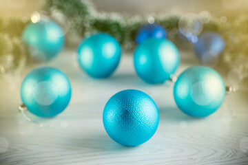 New Year's toys on an abstract background.