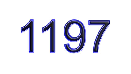 blue 1197 number 3d effect white background