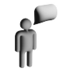 talking person with a speech bubble - halftone pattern with 3d effect