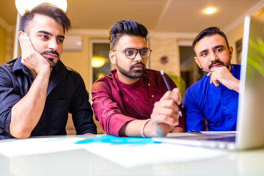 indian students learning foreign language together at home in living room by onlide lessons lockdown