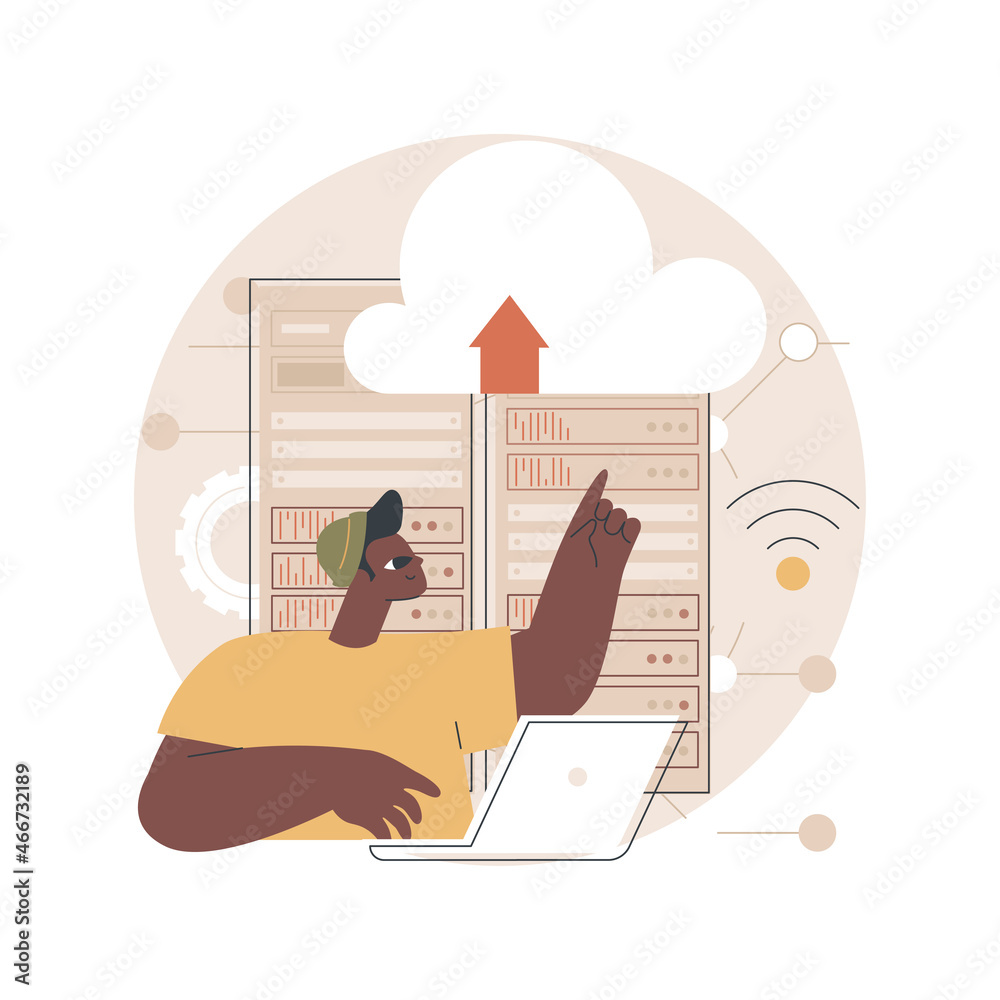 Poster edge computing abstract concept vector illustration. local data storage, response time, optimize int