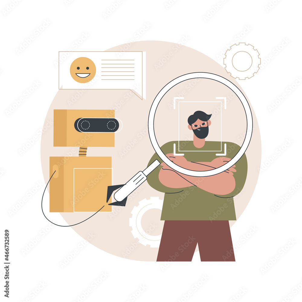 Poster affective computing abstract concept vector illustration. recognize user emotional state, human-comp