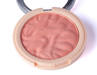 nude pink color eyeshadow isolated on white background. Highlighter and eyeshadows. Makeup product. Close up