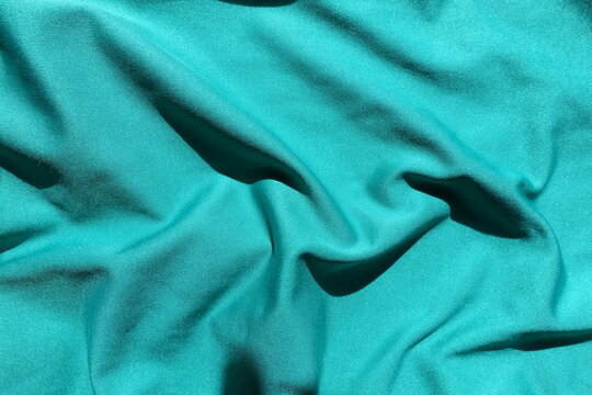 Rippled bright blue green simple polyester fabric