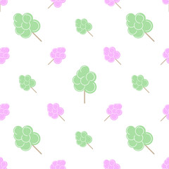 Cotton Candy Icon Seamless Pattern, Spun Sugar Confection Sweet Candy