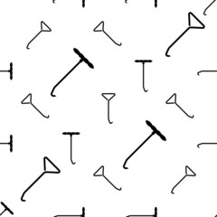 Spring Hook Puller Icon Seamless Pattern, T Handle Pipe Pulling Hook Tool, Exhausts Mount, Exhaust Pipe Puller Hook