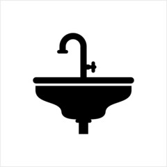 Kitchen Sink Icon, Kitchen Accessories With Water Tap Used For Washing Dishes, Preparing Food