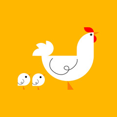 Cute chicken icon character vector illustration.