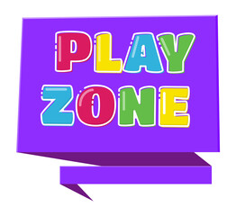 Play zone logo. Purple playroom sign. Kid area