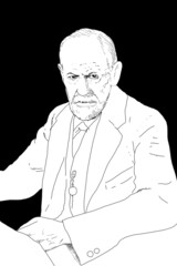 Realistic illustration about the Austrian psychoanalyst Sigmund Freud