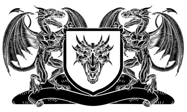 Shield Heraldic Crest Coat of Arms Dragon Emblem