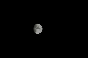 Waxing gibbous Moon in the dark sky