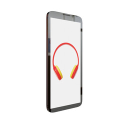 Yellow and Red Wireless Headphone and Smartphone