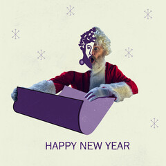 Design for greeting card. Concept of Merry Christmas, 2022 New Year's, winter mood, holidays. Copyspace, postcard.