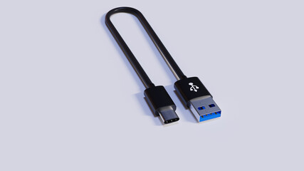 USB type C and USB 3.0 cable