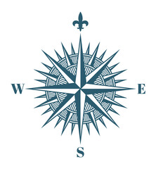 Compass wind rose. Travel logo in vintage retro style