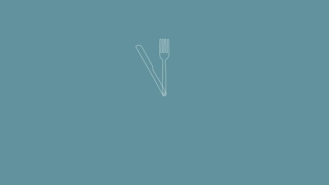 Animated spinning clock with fork and knife 