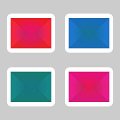 Set of closed colored envelopes. Vector image.