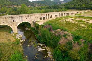 Fototapeta na wymiar French Roman aqueduc aerial view