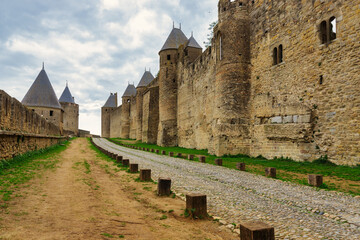Fototapeta na wymiar Carcassonne famous fortified French city