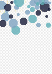 Blue-Gray Tile Background Transparent Vector. Line Concept Wallpaper. Energy Backdrop. White Atom Education. Cell Background.