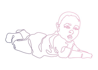 The art of the line 3. Drawing a baby with a black line. Girl